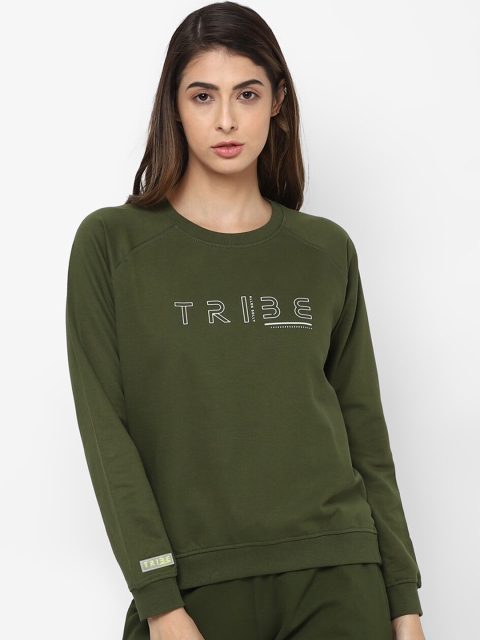 

Allen Solly Woman Women Olive Green Printed Cotton Sweatshirt