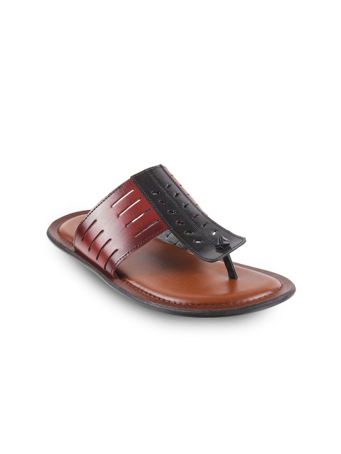 

Mochi Men Maroon & Black Leather Comfort Sandals