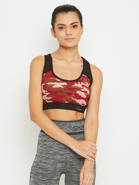 

Clovia Maroon & Black Abstract Non-Wired Bra - Lightly Padded