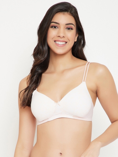 

Clovia White Solid Non-Wired Lightly Padded T-shirt Bra BR1737N2436E