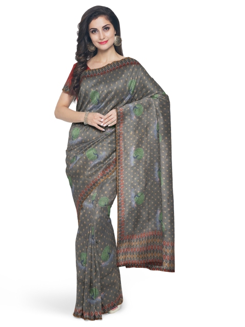 

Kalamandir Grey Linen Blend Printed Banarasi Saree