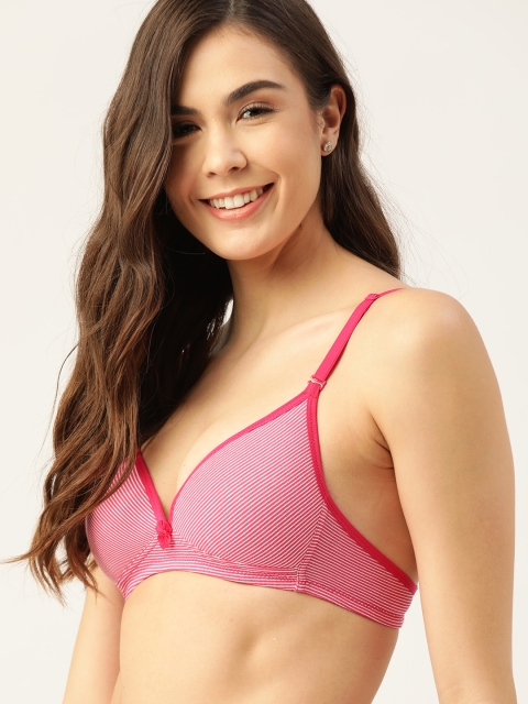 

DressBerry Pink & White T-shirt Bra Full Coverage Lightly Padded 12305288