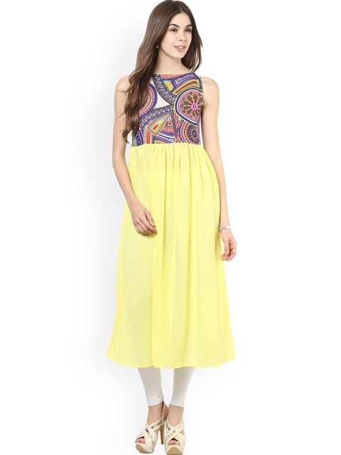 

La Firangi Yellow Printed Georgette Anarkali Kurta