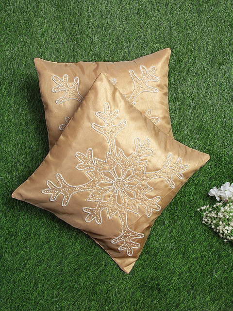 

Alina decor Beige Set of 2 Embellished Square Cushion Covers
