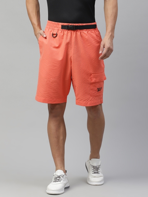 

Reebok Classic Men Orange Striped Seersucker FS Summer Sports Shorts