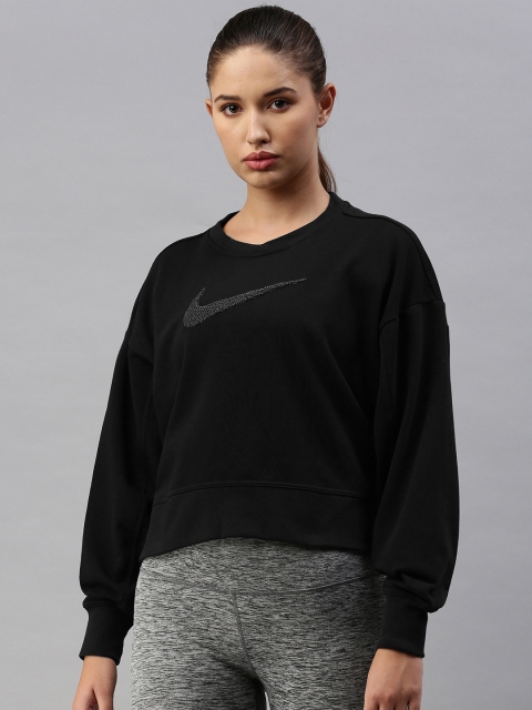 

Nike Black Brand Logo DRY GET FIT CREW SWSH Dri-Fit Regular Top