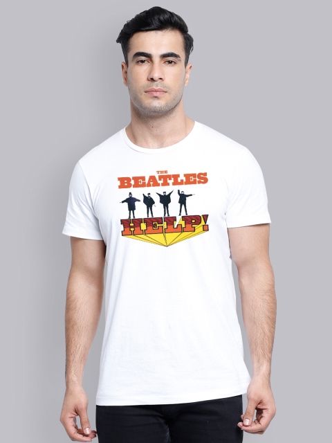 

Free Authority Men White The Beatles Printed Round Neck Pure Cotton T-shirt