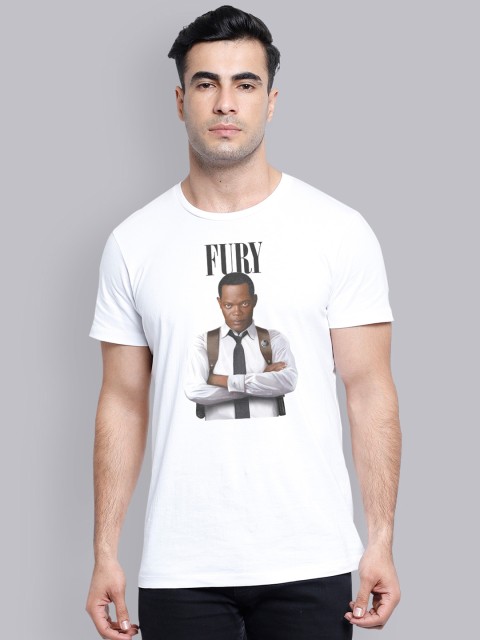 

Free Authority Men White Captain Marvel Printed Cotton Round Neck T-shirt