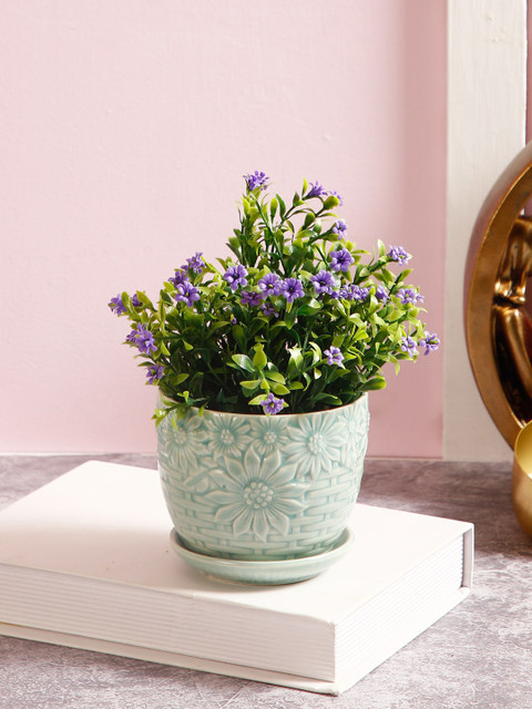 

Aapno Rajasthan Sea Green Tropical Flowers Planter