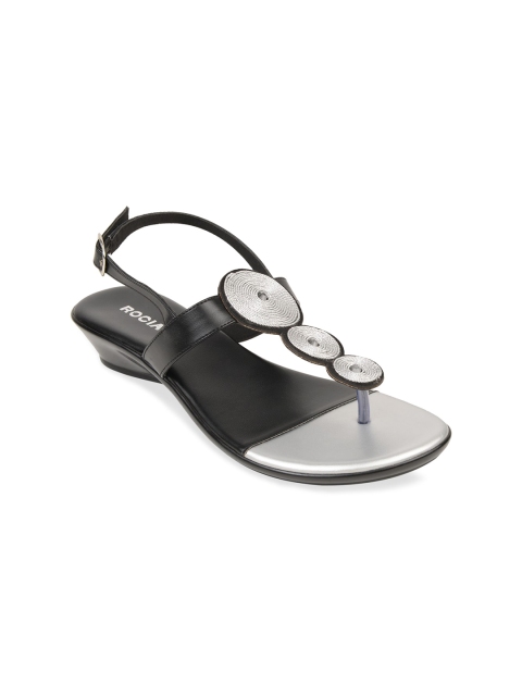 

Rocia Women Silver-Toned & Black Embellished Wedges