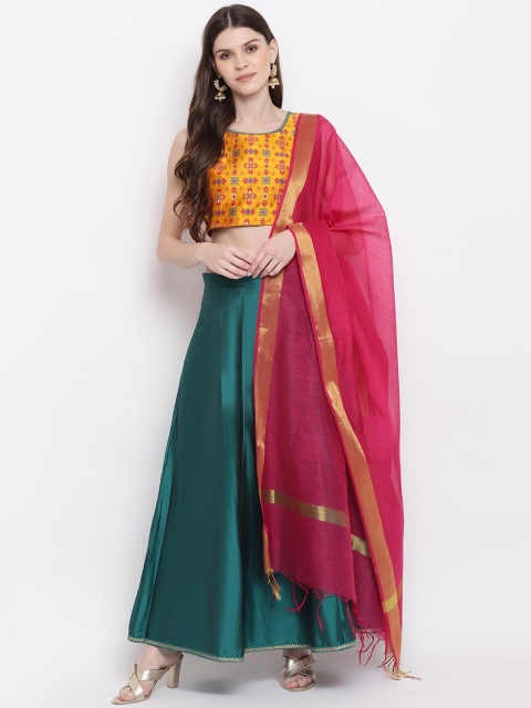 

Napra Green & Yellow Woven Design Ready to Wear Lehenga & Blouse with Dupatta