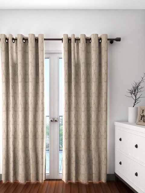 

S9home by Seasons Set of 2 Beige Printed Long Door Curtains