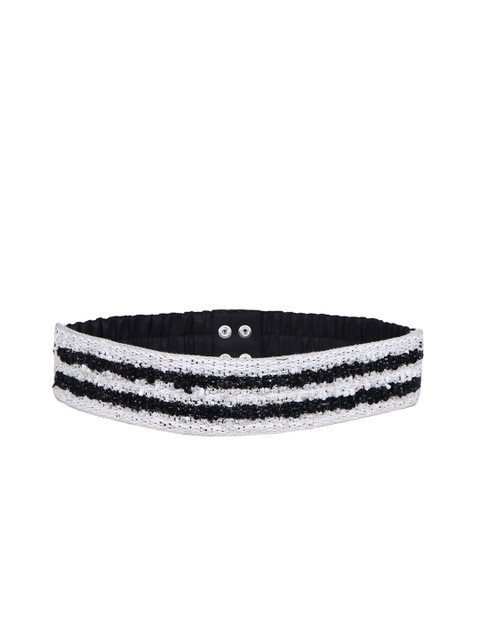 

Diwaah Women White & Black Striped Belt