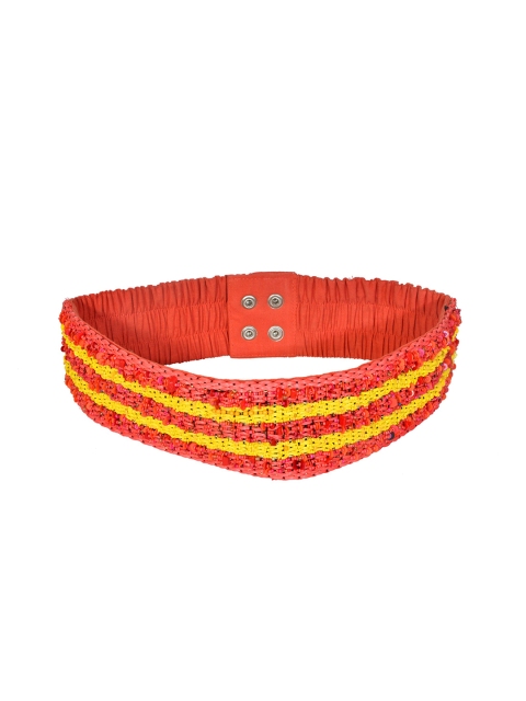 

Diwaah Women Orange & Yellow Striped Belt