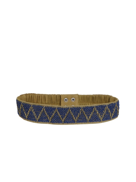 

Diwaah Women Blue Canvas Embellished Belt, Navy blue
