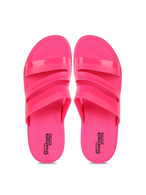 

Shoetopia Women Pink Rubber Sliders