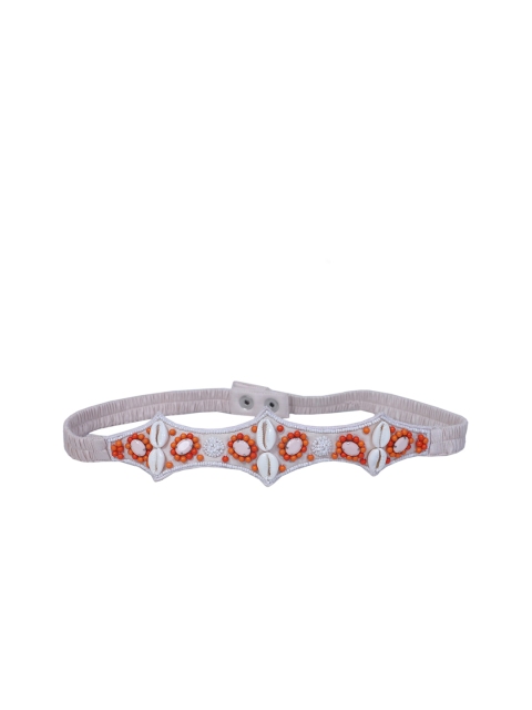 

Diwaah Women White & Orange Embellished Belt