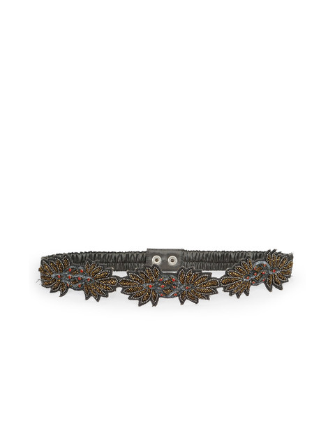 

Diwaah Women Grey & Gold-Toned Embellished Belt
