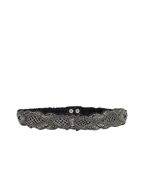 

Diwaah Women Black & Silver-Toned Embellished Belt