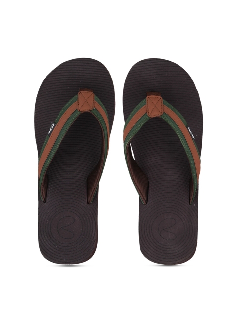 

CHUPPS Men Brown & Olive Green Colourblocked Thong Flip-Flops