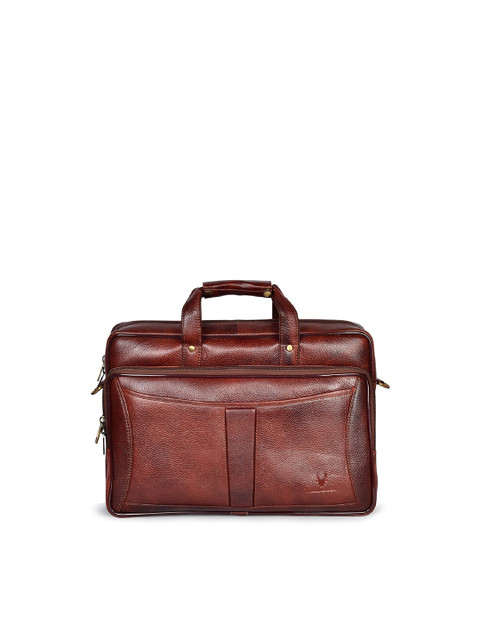 

WildHorn Men Brown Textured Genuine Leather Laptop Bag