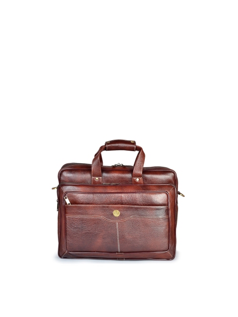 

WildHorn Men Maroon Textured 15 Inch Leather Laptop Bag