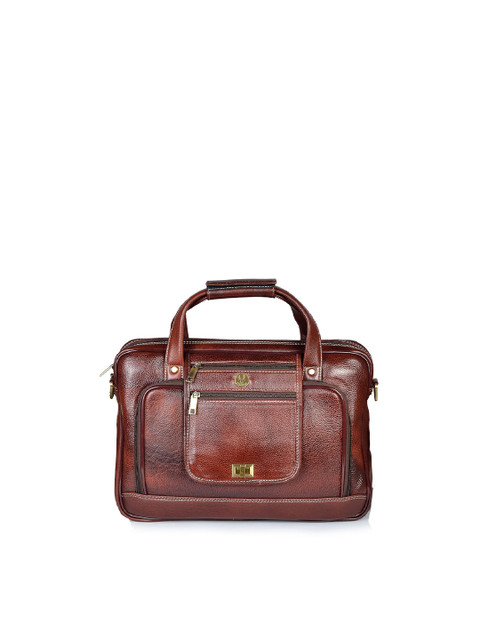 

WildHorn Men Maroon Solid Genuine Leather Laptop Bag