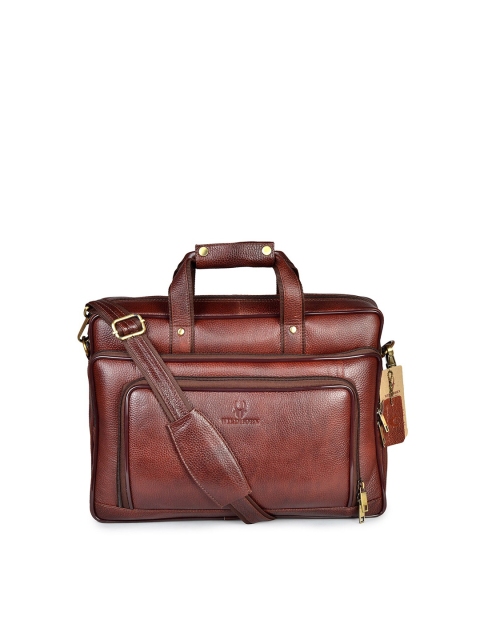 

WildHorn Men Brown Solid Leather 16" Laptop Bag