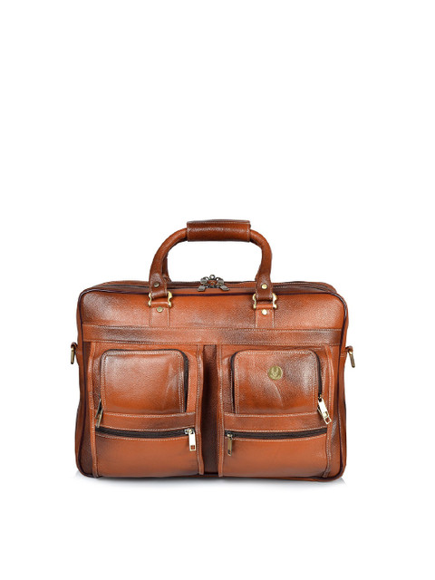 

WildHorn Men Tan Solid Leather Laptop Bag
