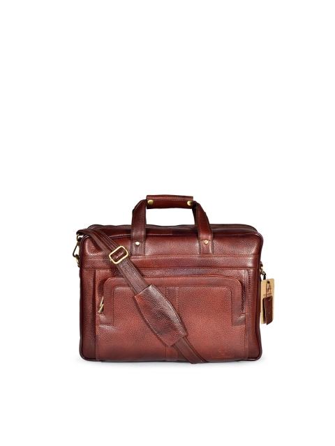 

WildHorn Men Maroon Textured Genuine Leather Laptop Bag