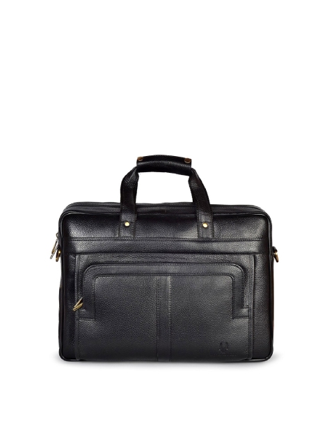 

WildHorn Men Black Textured Leather Laptop Bag