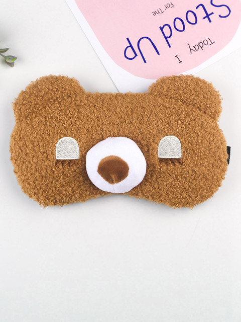 

Bigsmall Unisex Brown & White Fuzzy Bear Plush Eye Gel Mask