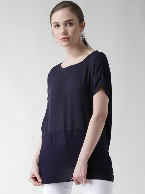 

New Look Women Navy Solid Regular Top, Navy blue