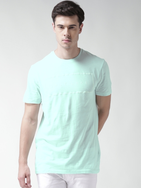 

New Look Men Mint Green Printed Round Neck T-shirt