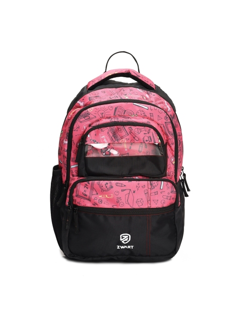 

Zwart Unisex Pink & Black Alphanumeric Backpacks