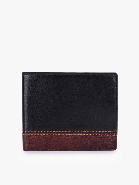 

BuckleUp Men Black & Brown Colourblocked Two Fold Wallet