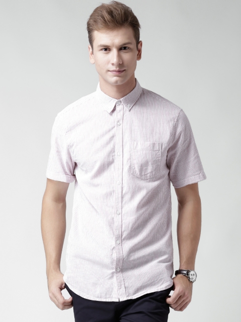 

New Look White & Red Striped Casual Shirt