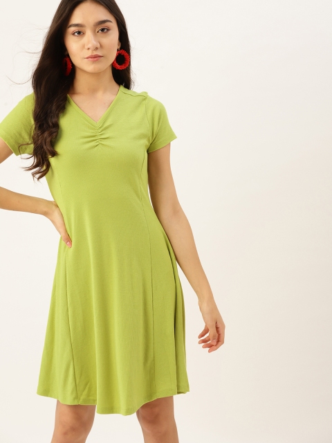 

DressBerry Women Green Solid A-Line Dress