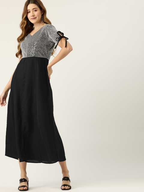 

DressBerry Black & Silver Sequinned Maxi Dress