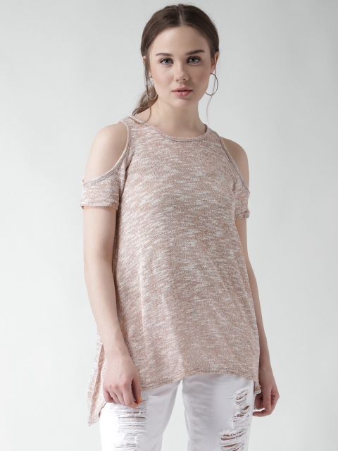 

New Look Women Beige Cold Shoulder Top