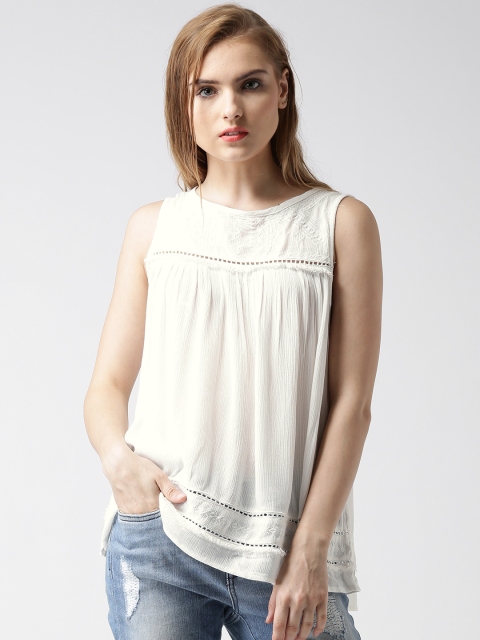 

New Look White Embroidered Yoke Top