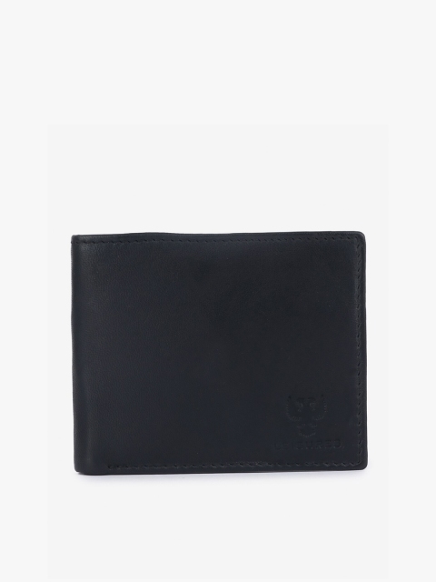 

LEISURES Men Black Solid Leather Two Fold Wallet