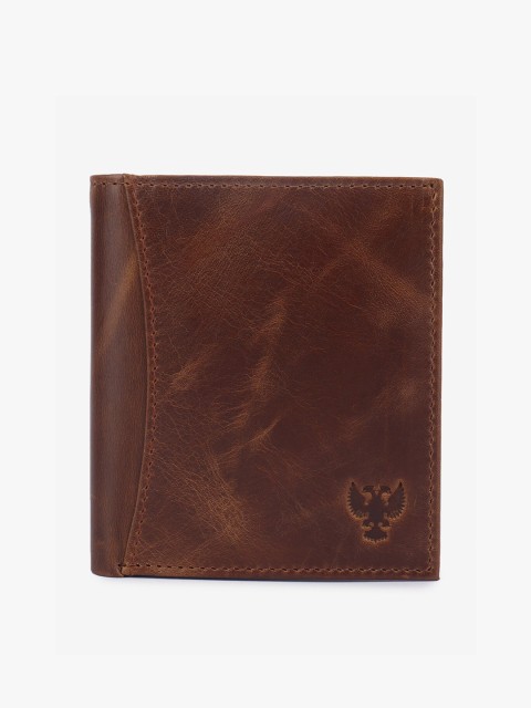 

LEISURES Men Brown Solid Genuine Leather Two Fold Wallet