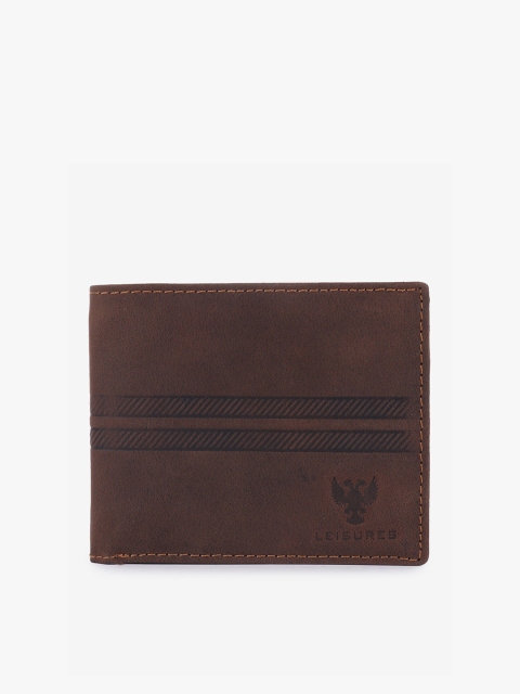 

LEISURES Men Brown Textured Two Fold Wallet