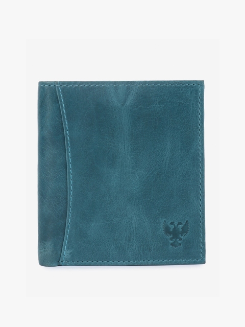 

LEISURES Men Blue Solid Genuine Leather Two Fold Wallet