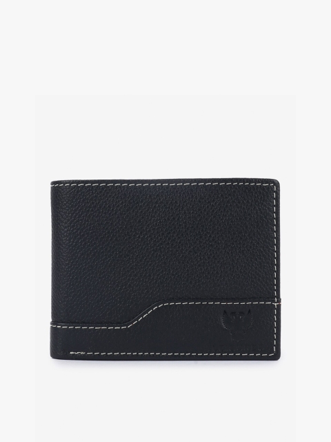 

LEISURES Men Black Textured Two Fold Wallet