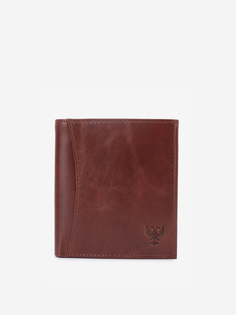 

LEISURES Men Brown Solid Leather Two Fold Wallet