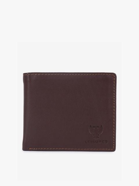 

LEISURES Men Brown Solid Two Fold Leather Wallet