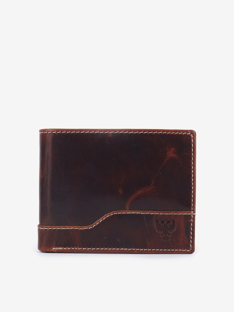 

LEISURES Men Brown Solid Two Fold Leather Wallet