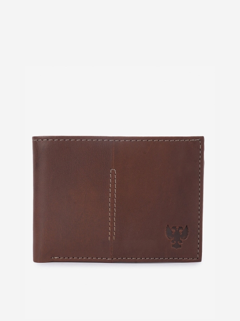 

LEISURES Men Brown Solid Genuine Leather Two Fold Wallet
